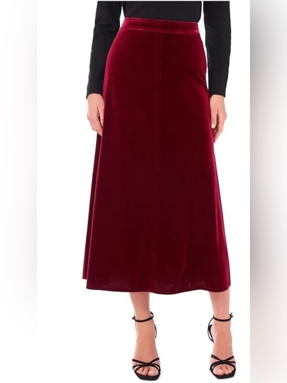 NWT Vince Camuto Velvet Deep Crimson Maxi Skirt  Size XL $99